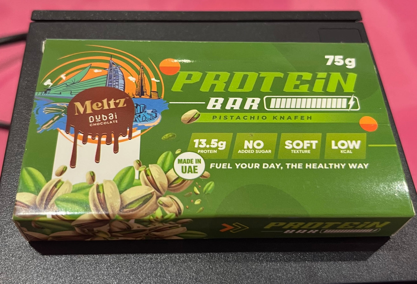Meltz protein bar pistachio knafeh