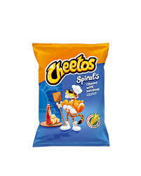 Cheetos spirals cheese with ketchup