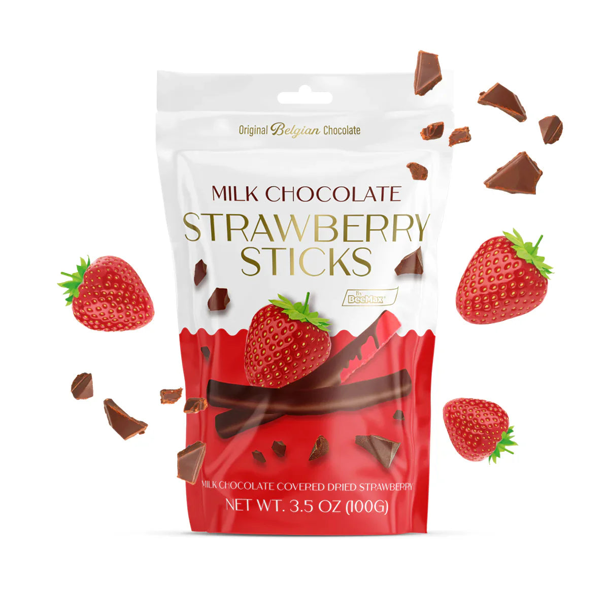 Milk chocolate strawberry sticks
