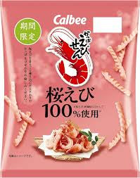 Calbee shrimp chips pink bag