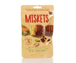 Milk chocolate covered baklava with pistachio Miskets