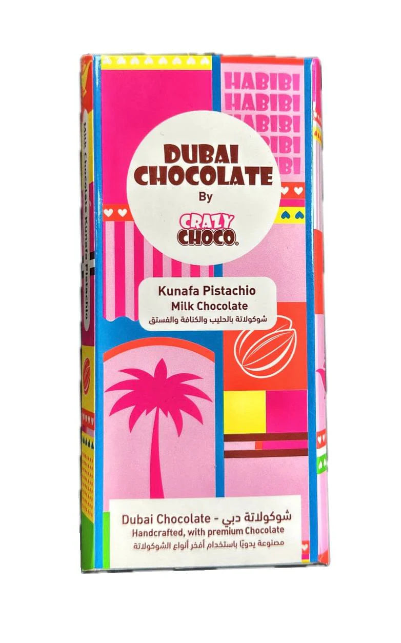 Dubai Chocolate by Crazy Choco Kunafa Pistachio Milk Chocolate