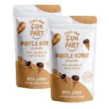 Just the fun part waffle cones filled with milk chocolate & cookie butter