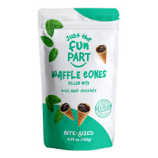 Just for the fun part waffle cones filled with mint dark chocolate