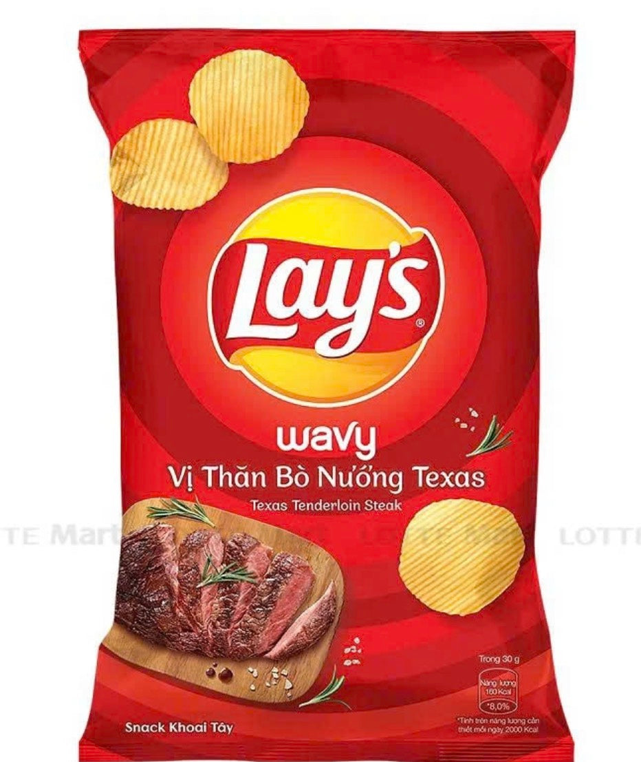 Lays wavy vi than bo nuong Texas