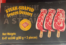 Steak shaped frozen dessert strawberry