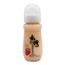 Baby bottle strawberry drink