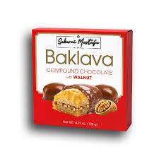 Baklava chocolatey coated with walnut