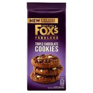 Foxs chocolatey choc chunk cookies triple chocolate