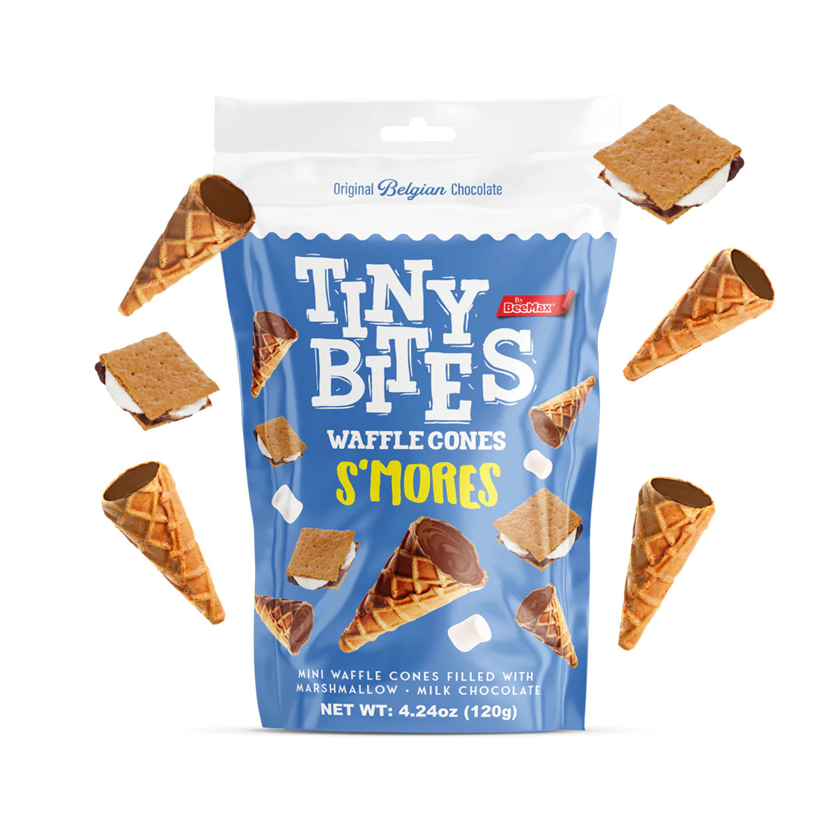 Tiny bites waffle cones s’mores
